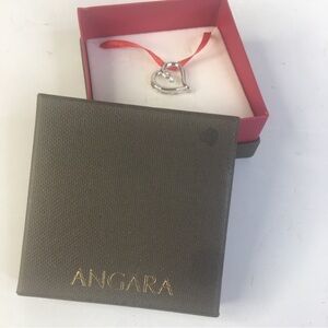 NEW Angara 925 Sterling Silver Tilted Heart Pendant Diamond accent in box
